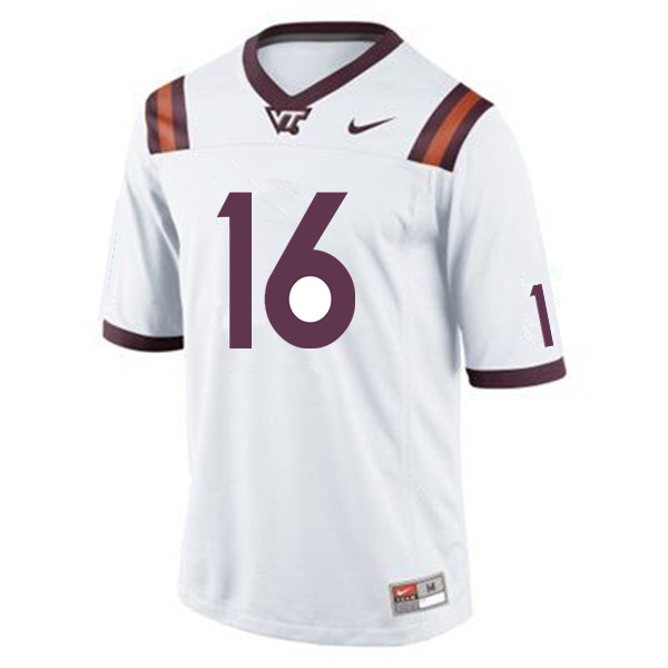 Men #16 Hunter Green Virginia Tech Hokies College Football Jerseys Sale-White - Click Image to Close